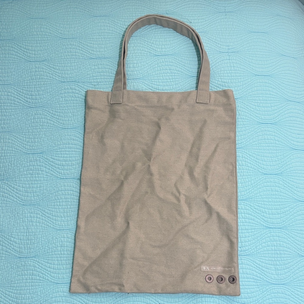Armani Exchange Fabric Tote Bag with Metal Cut Out Details